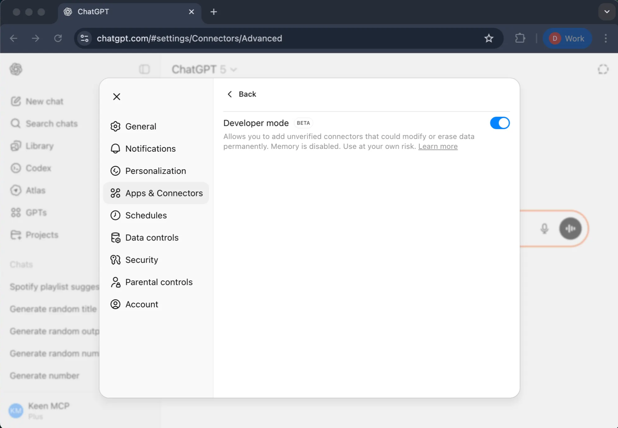 Developer Mode Toggle